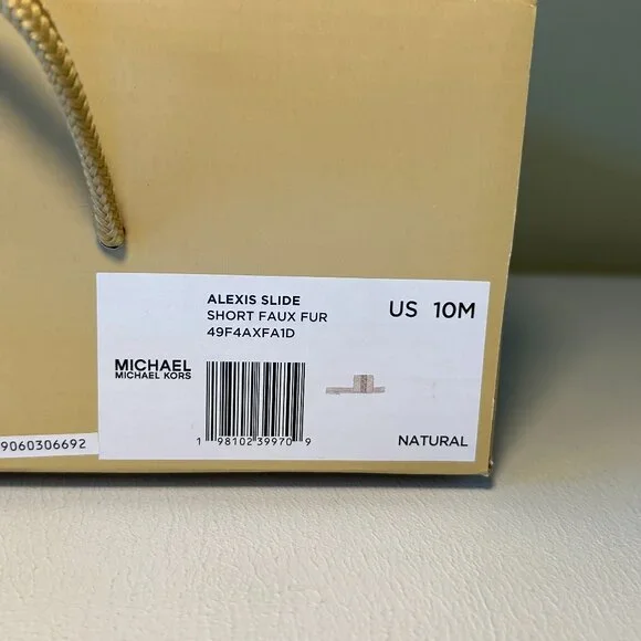 Michael Kors Alexis Faux Fur and Metallic Signature Logo Slide Sandal - Picture 12 of 12